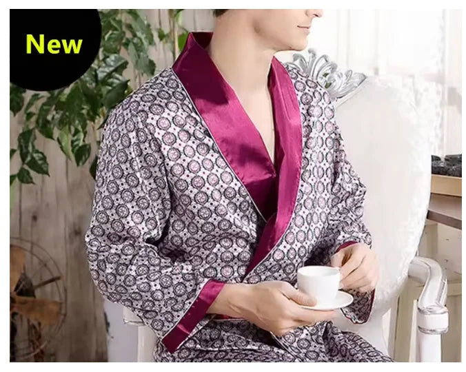 Plus-Size Striped Kimono Bathrobe