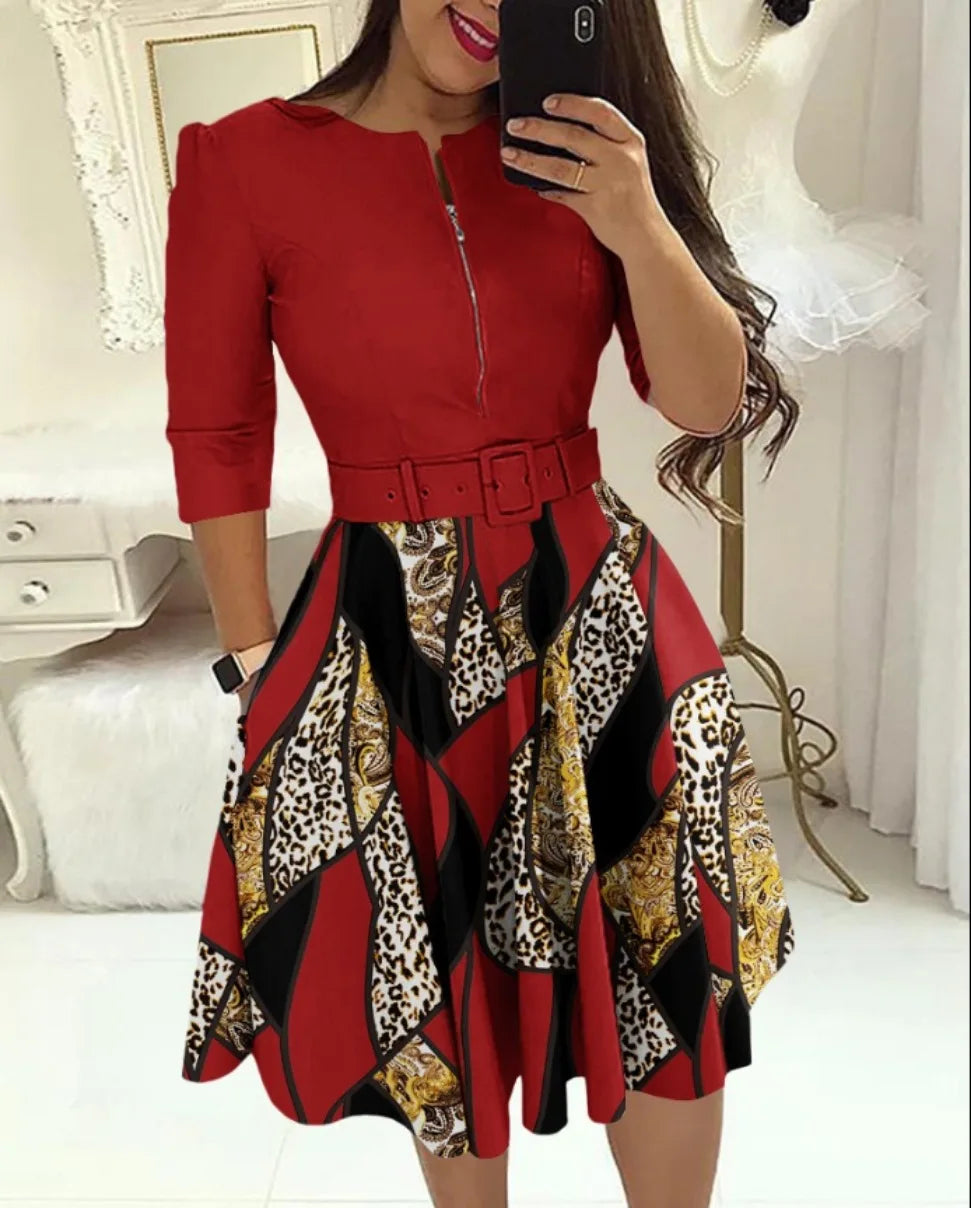 Autumn Elegant Slim Belt Dress