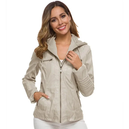 Hooded Faux Leather Moto Jacket