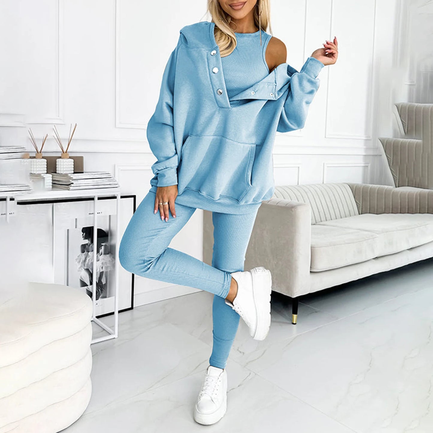 Women 2-Piece Hooded Sweatshirt Joggers Set