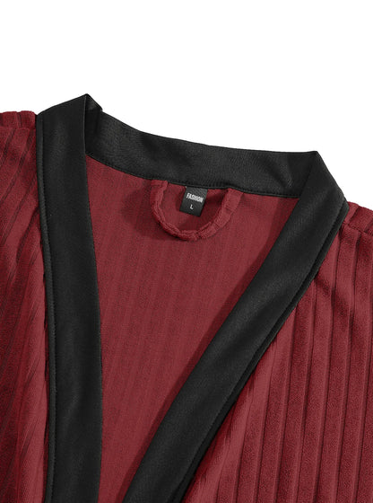 Long Patterned Belted Bathrobe