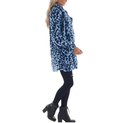 Open-Front Leopard Faux Fur Coat