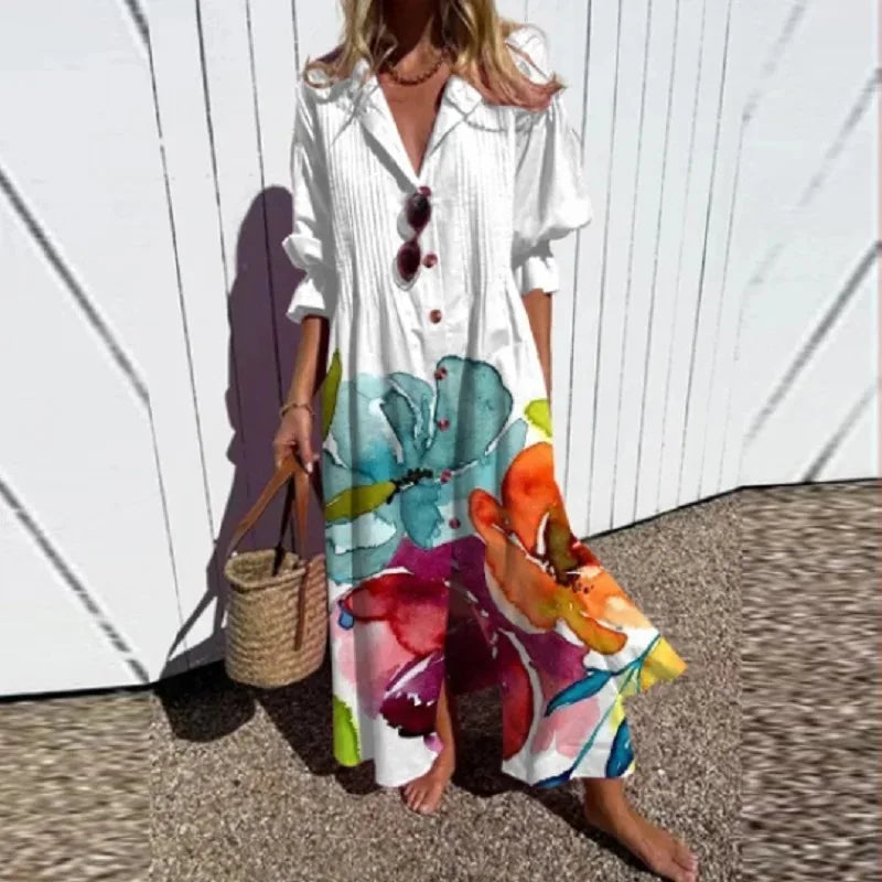 Retro Bohemian Shirt Dress