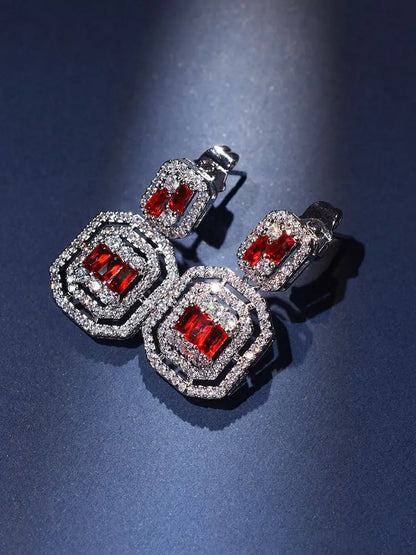 Full Zircon Drop Earrings
