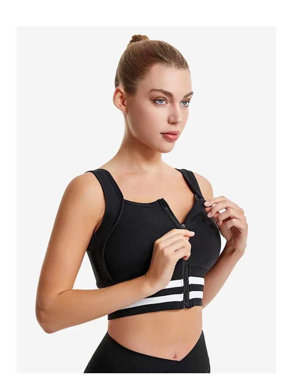 Zipper Front Closure Sports Bra