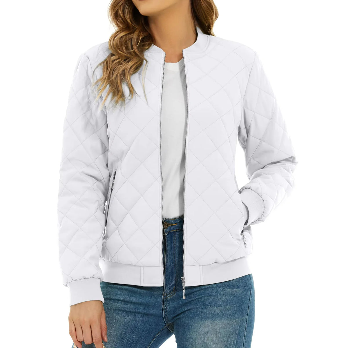 Diamond Quilted Bomber Jacket