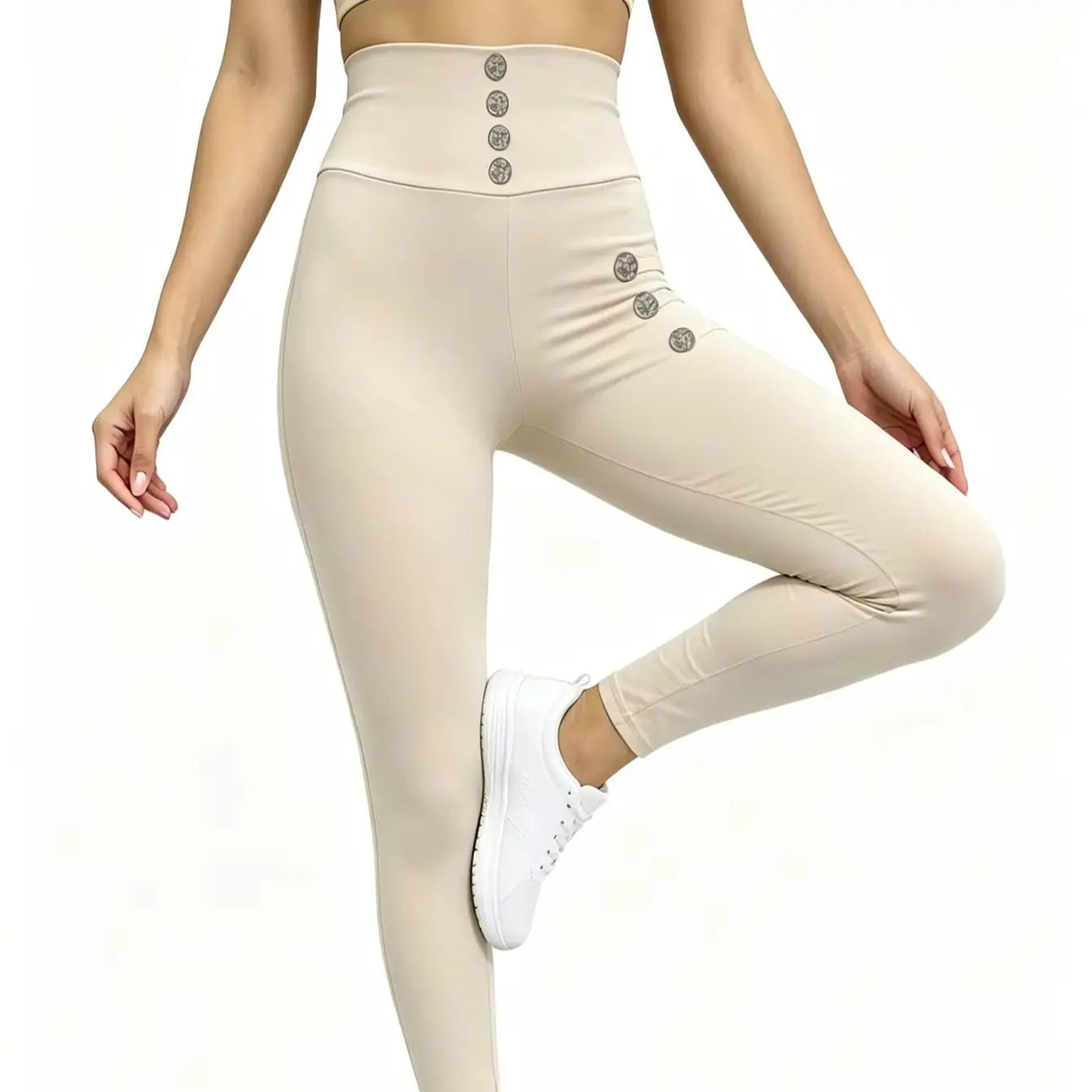 Button Print Cropped Leggings