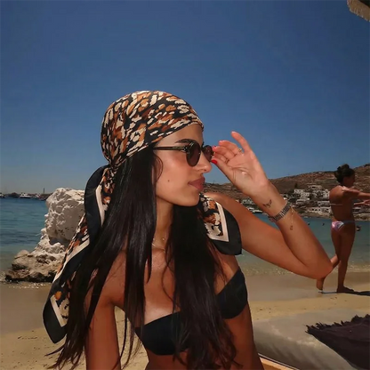90cm Leopard Print Silk Hairbands