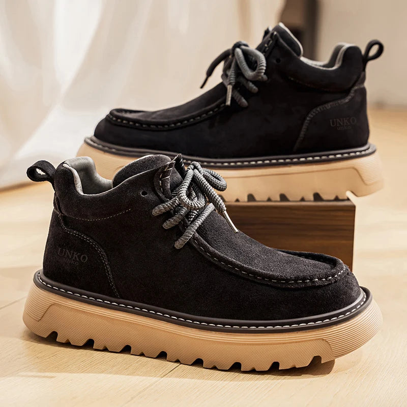 Suede Lace-Up Ankle Boots