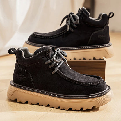 Suede Lace-Up Ankle Boots
