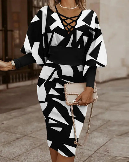 Elegant V-Neck Waist Dress