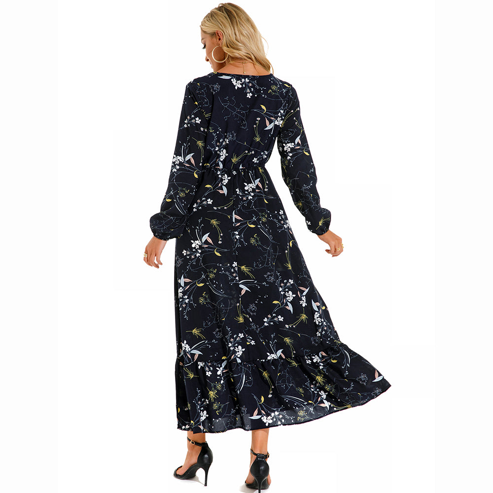 Floral Bohemian Chiffon Maxi Dress