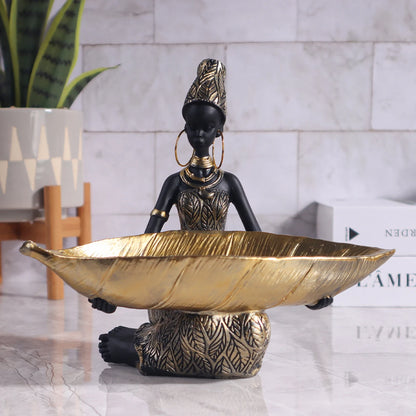 African Girl Plate Sculpture