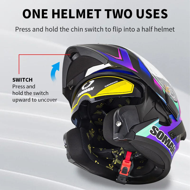 Vintage Retro Dual-Lens Modular Helmet