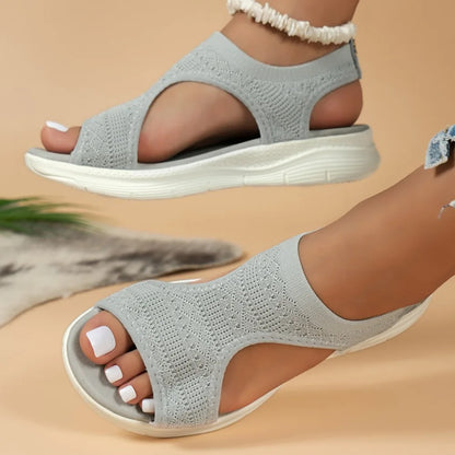 Mesh Platform Wedge Sandals