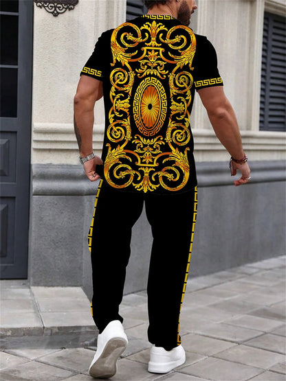 Summer Short Sleeve Trousers Suit