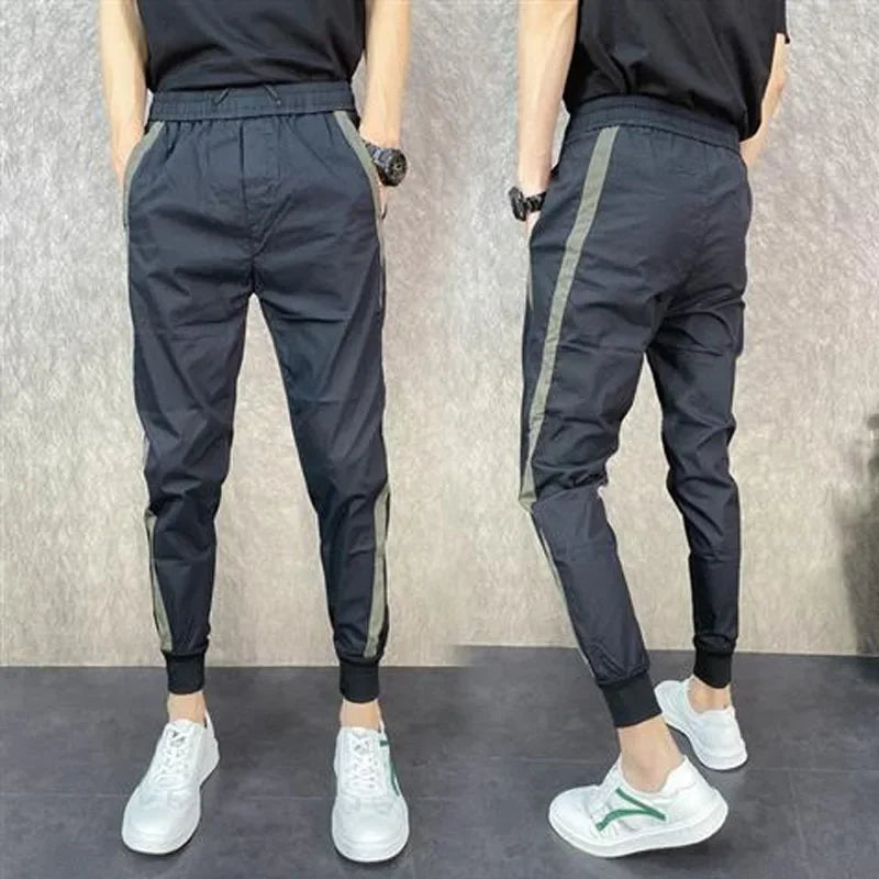 Slim Elastic Casual Patchwork Korean Trouser