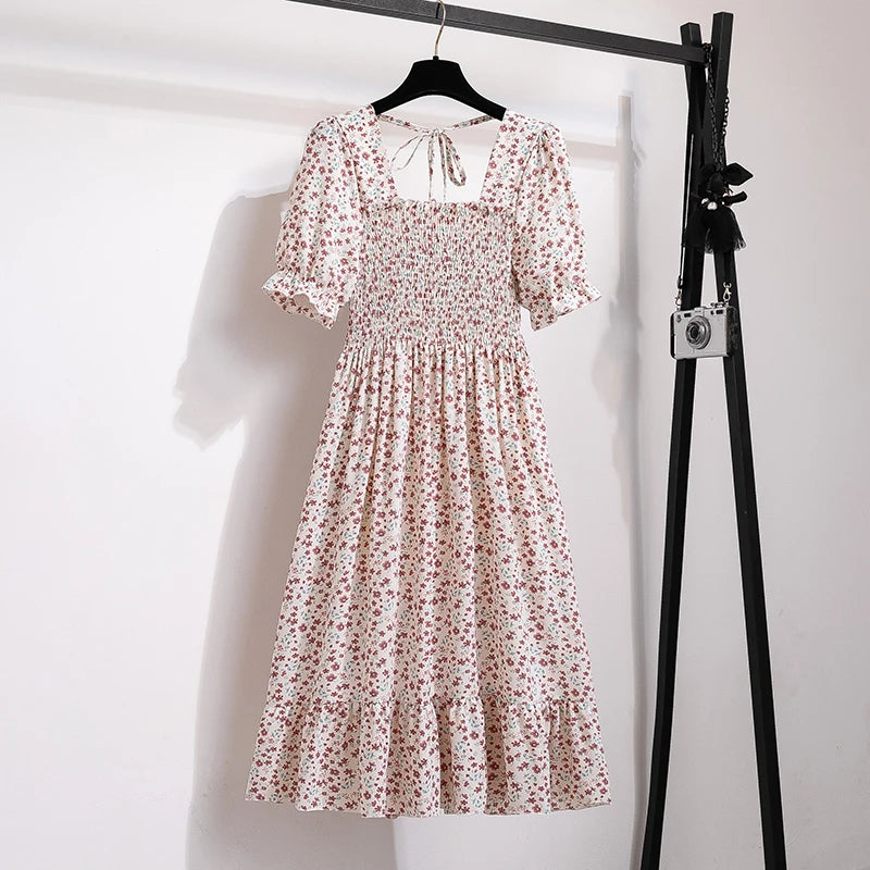 Summer Pleated Chiffon Dress