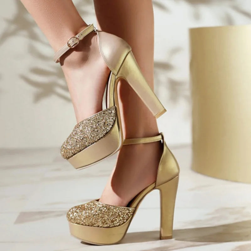 Square Heel Buckle Sandals