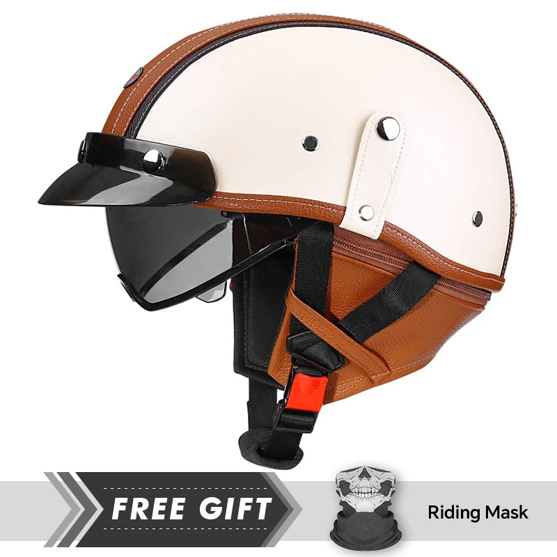 Leather-Style Retro Half Helmet