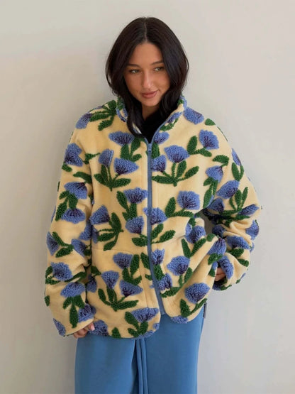 Reversible Floral Sherpa Jacket