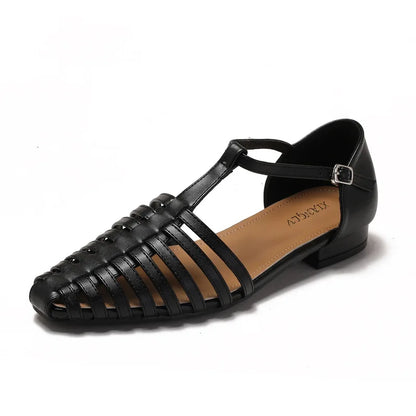 Low Heel T-Strap Roman Sandals for Women