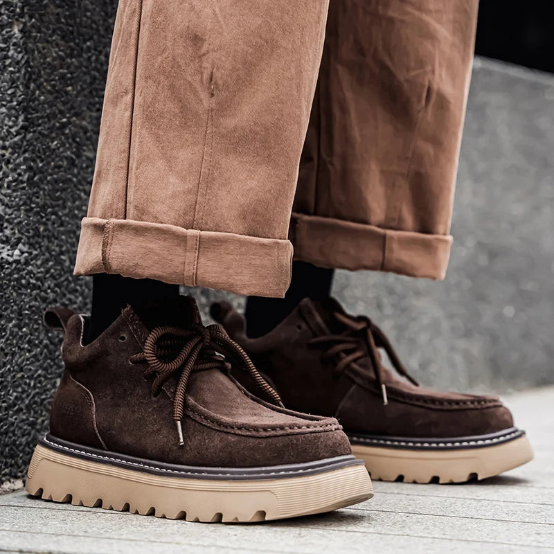 Suede Lace-Up Ankle Boots