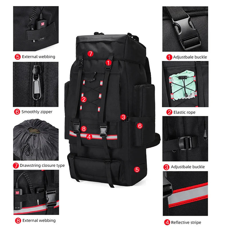 130L Reflective Trekking Backpack