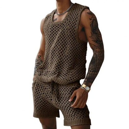 Sleeveless Knit Vest Shorts Set