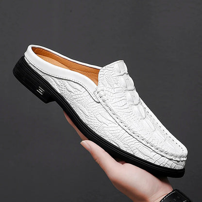 Black Half Shoes Leather Mules