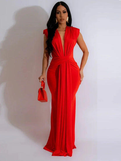 Elegant Ruched Maxi Dress