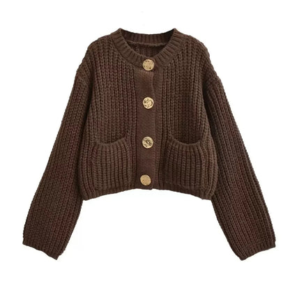 Button Pocket Knit Cardigan