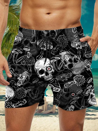 3D Floral Print Swim Trunks