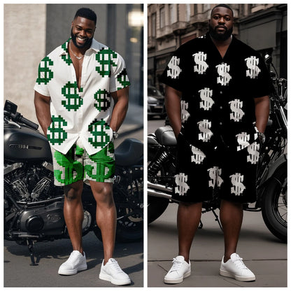 Dollar Sign Print Shirt Shorts Set