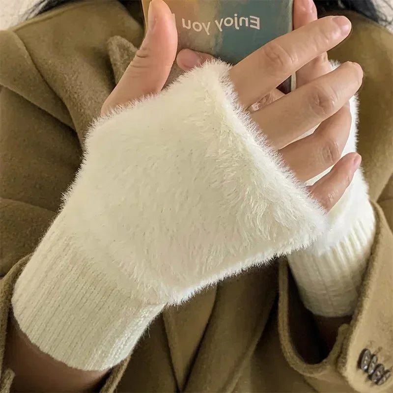 Soft Mink Fingerless Gloves