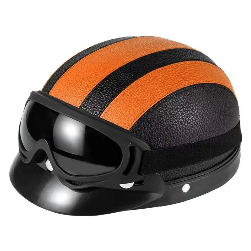 Vintage Leather Half Helmet