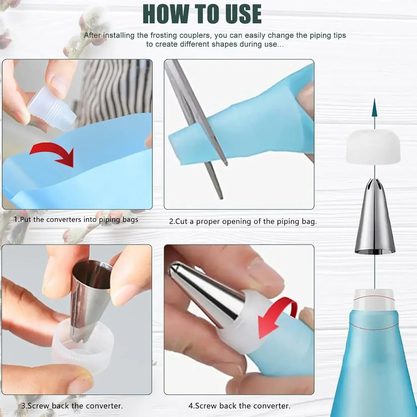 Metal Pastry Set Piping Bags