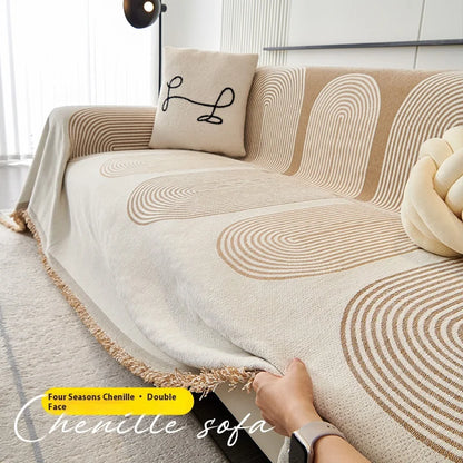 Chenille Tassel Sofa Cover