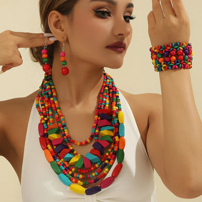 African Multi-Layer Bead Jewelry Set