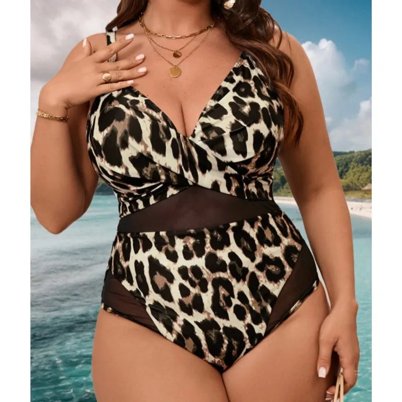 L-5XL Plus Size Printed Bikini Set