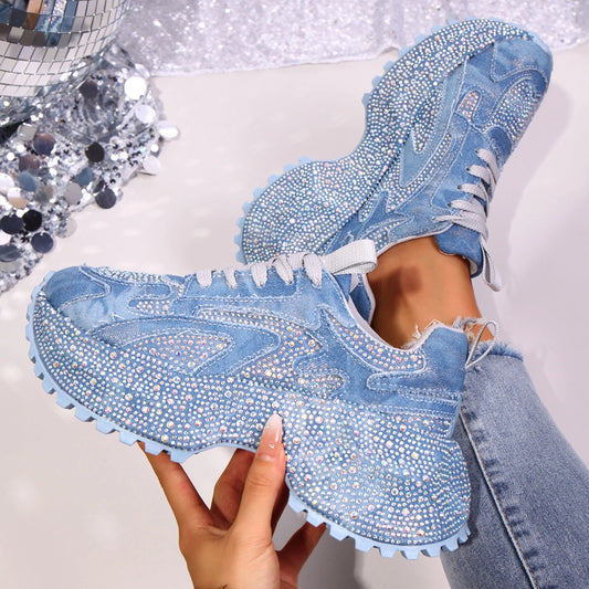 Crystal Lace-Up Sneakers