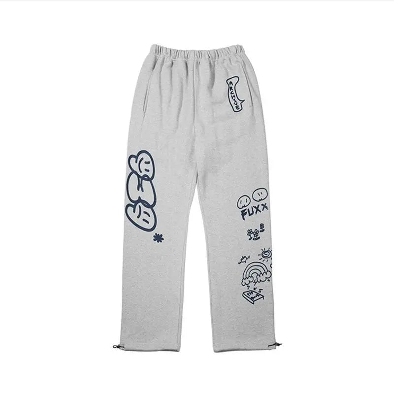 Letter Print Wide-Leg Sweatpants