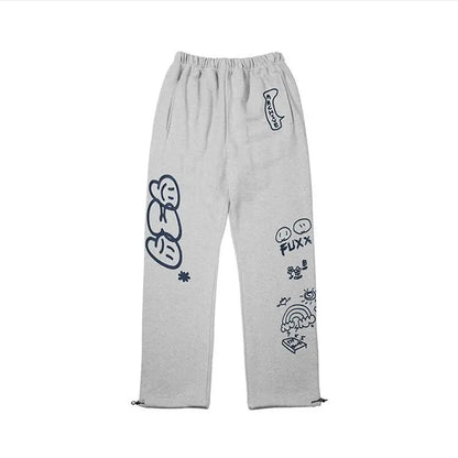 Letter Print Wide-Leg Sweatpants