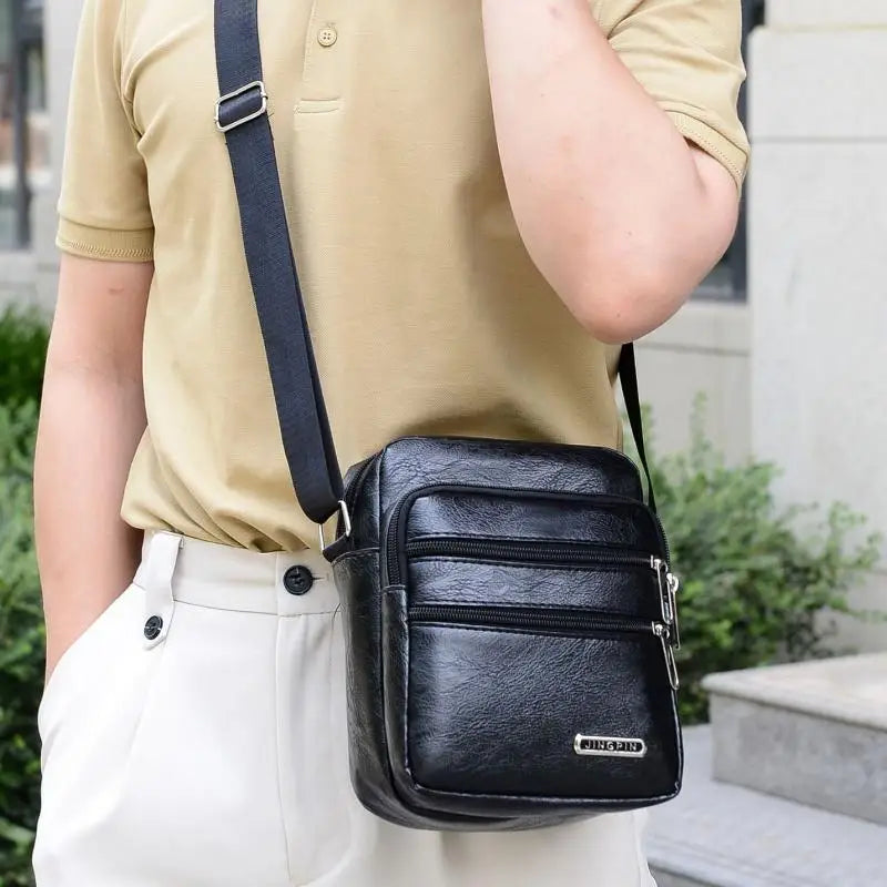 Multi-Layer PU Leather Messenger Bag