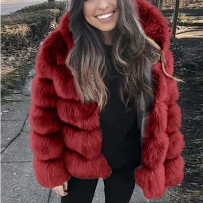 Spliced Faux Fur Short Coat
