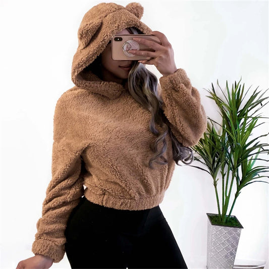 Bear Ear Fluffy Pullover Hoodie