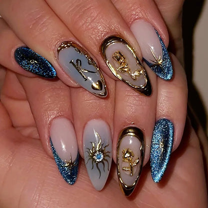 3D Flower Almond Press-On Nails