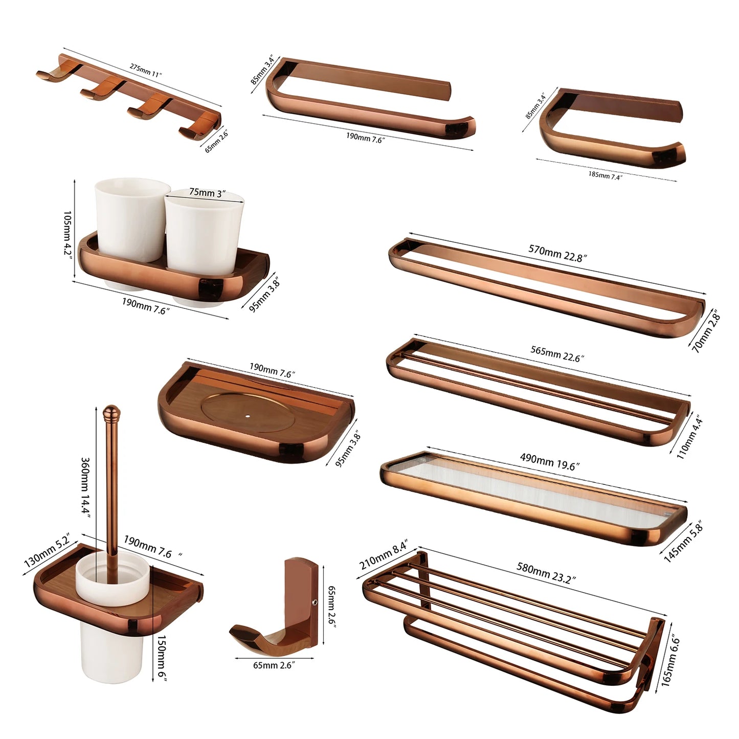 Rose Gold Bathroom Set