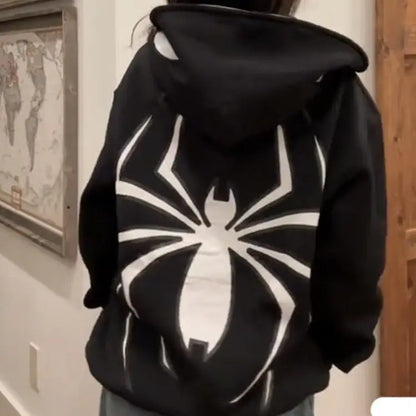 Spider Print Full-Zip Hoodie