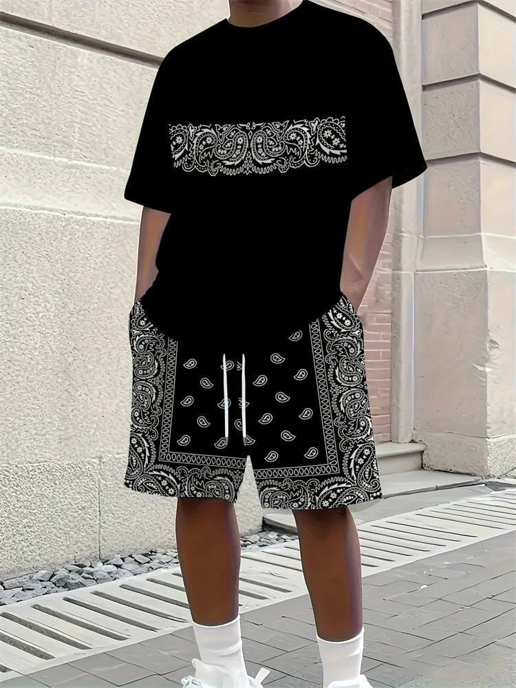 3D Animal Print Casual Shorts Set